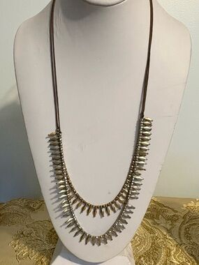 Vintage Layered Gold-Tone Spike Necklace for Women